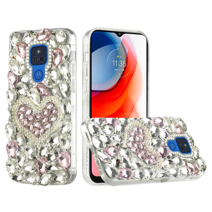 For Samsung Galaxy S21 Plus Bling Clear Crystal 3D Full Diamonds Luxury Sparkle Rhinestone Hybrid Protective Pink Pearl Heart Phone Case Cover