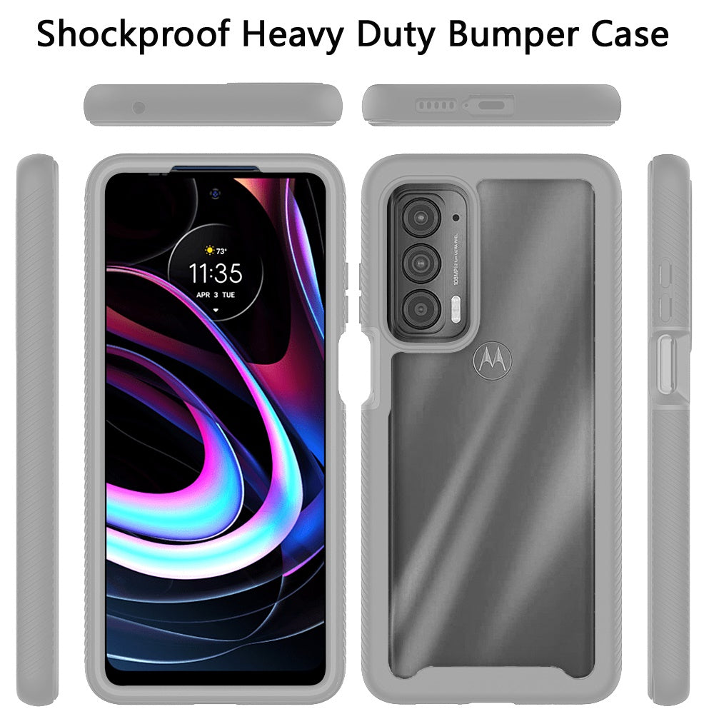For Motorola Edge 2021 Clear Dual Layer Rugged Bumper Frame Heavy Duty Hybrid Shockproof Rubber TPU Full Body Defender  Phone Case Cover