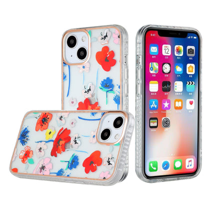 For Apple iPhone 13 (6.1") Stylish Design Floral IMD Hybrid Rubber TPU Hard PC Shockproof Armor Rugged Slim Fit  Phone Case Cover