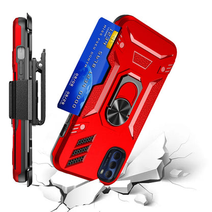 For Motorola Moto G Stylus 2022 4G Wallet Case with Invisible Credit Card Holder 3in1 Combo Holster Clip and Ring Kickstand  Phone Case Cover