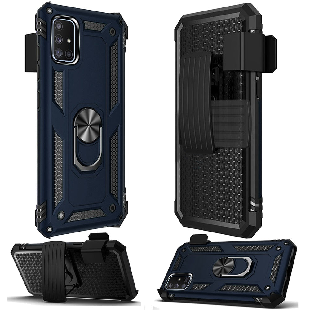 For Samsung Galaxy A71 5G with Belt Clip Holster Ring Stand Holder, Military Grade Fit for Magnetic Car Mount Shockproof Hybrid Rugged  Phone Case Cover