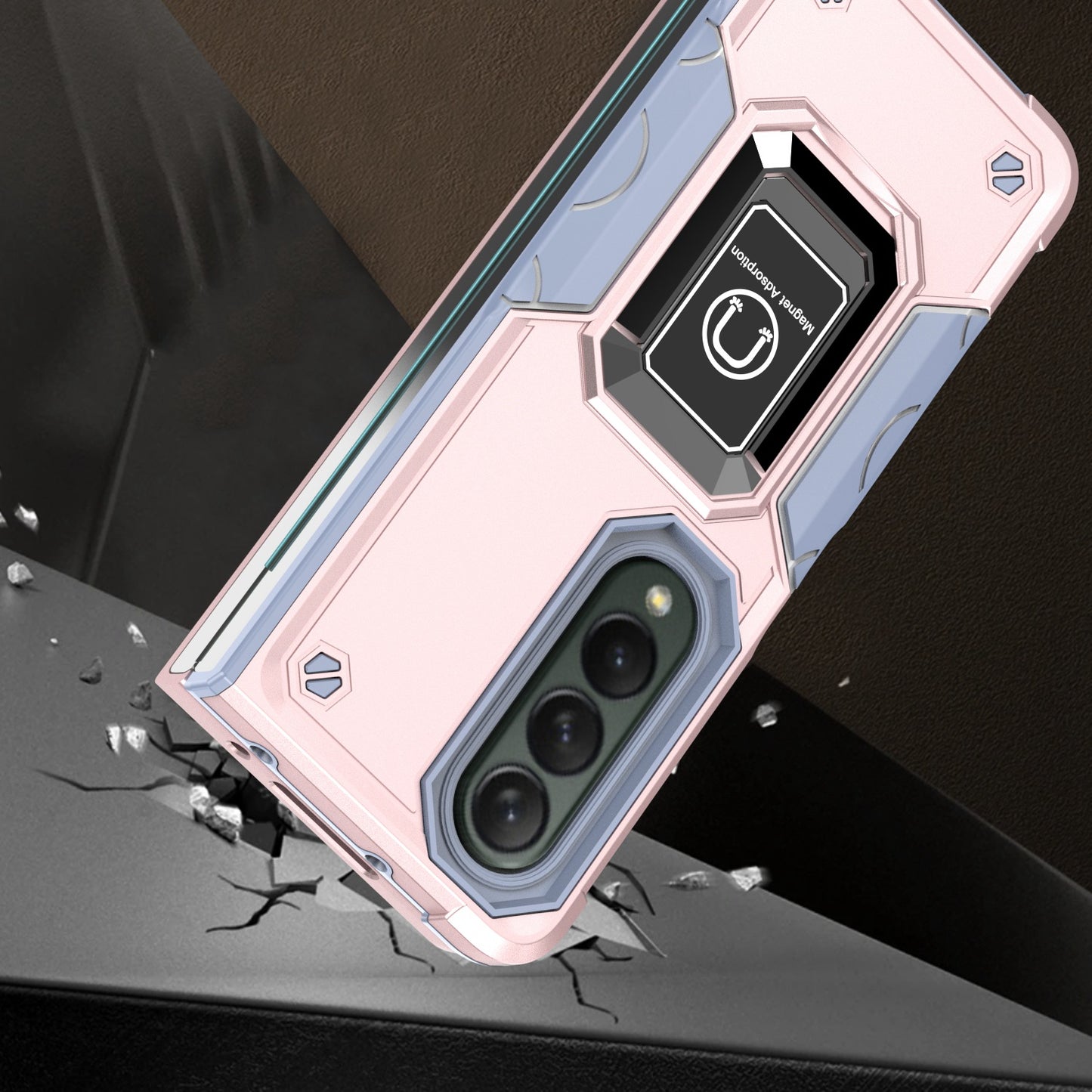 For Samsung Galaxy Z Fold 4 5G Hybrid Cases with Magnetic Ring Holder Kickstand Heavy Duty Rugged Silicone Shockproof  Phone Case Cover