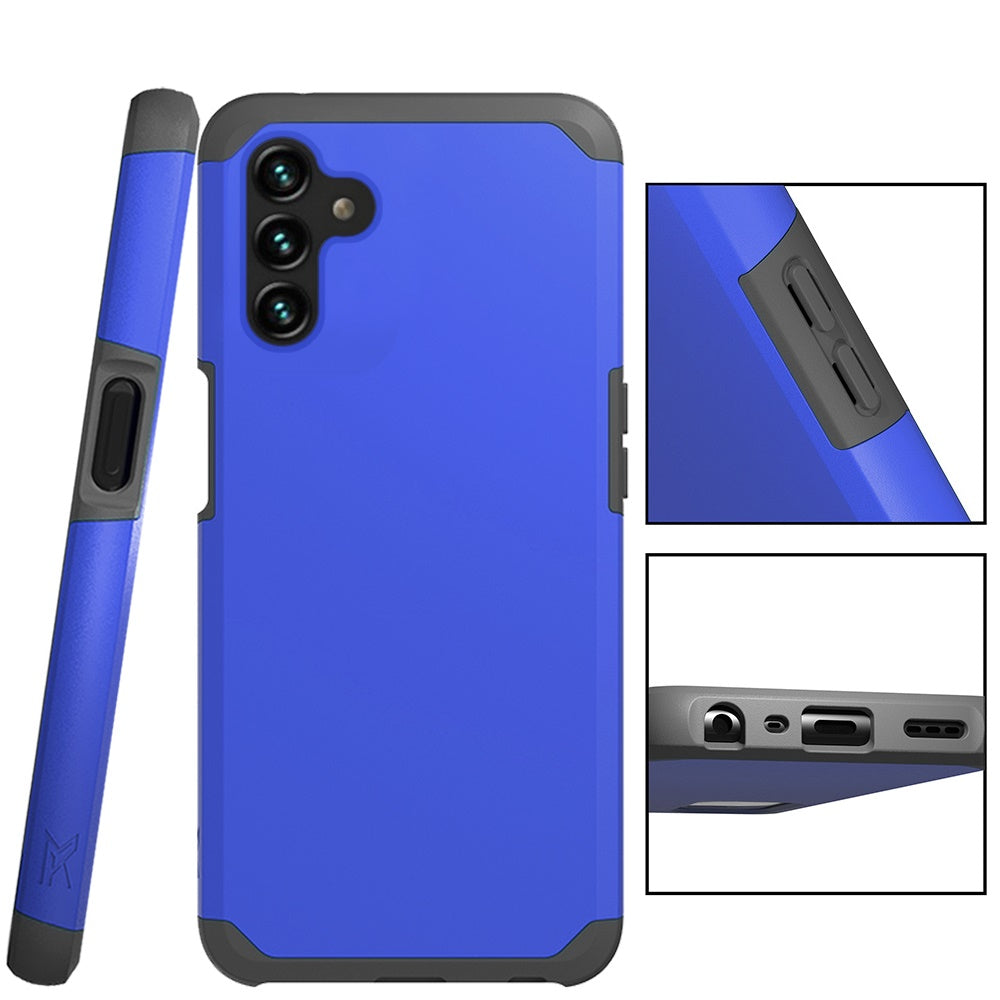 For Cricket Icon 4 Ultra Slim Shock Absorption 2in1 Tuff Hybrid Dual Layer Hard PC TPU Rubber Frame Armor Defender Blue Phone Case Cover