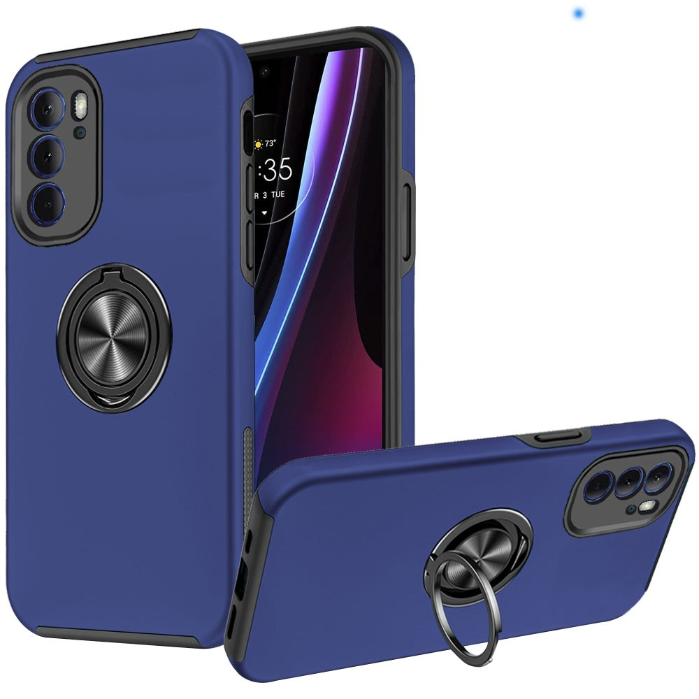 For Motorola Edge+ 2022 /Edge Plus Hybrid 360 Degree Rotatable Metal Invisible Ring Stand Holder Shockproof Slim  Phone Case Cover