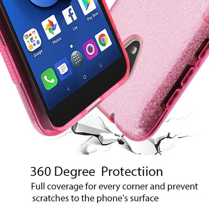 For Alcatel 1X Evolve / Avalon V / Ideal Xtra Glitter Stylish Design Hybrid Rubber TPU Hard PC Shockproof Armor Rugged Pink Phone Case Cover