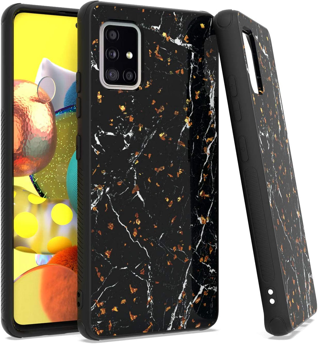 For Samsung Galaxy A13 5G Marble Fashion Stone Stylish Flake Glitter Bling Hybrid Slim Glossy TPU Rubber Hard Protection  Phone Case Cover