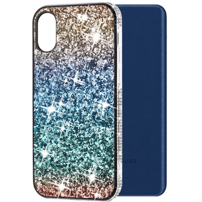 For Samsung A03 Core Rhinestone Sparkling Rainbow Gradual Glitter Full Diamond Bling Protective Hybrid Rugged Bumper  Phone Case Cover