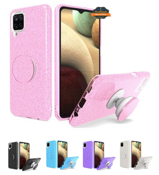 For Samsung Galaxy A22 5GGlitter Sparkle Slim Bling Hybrid Protective with Round Stand Shockproof Soft TPU Rubber  Phone Case Cover