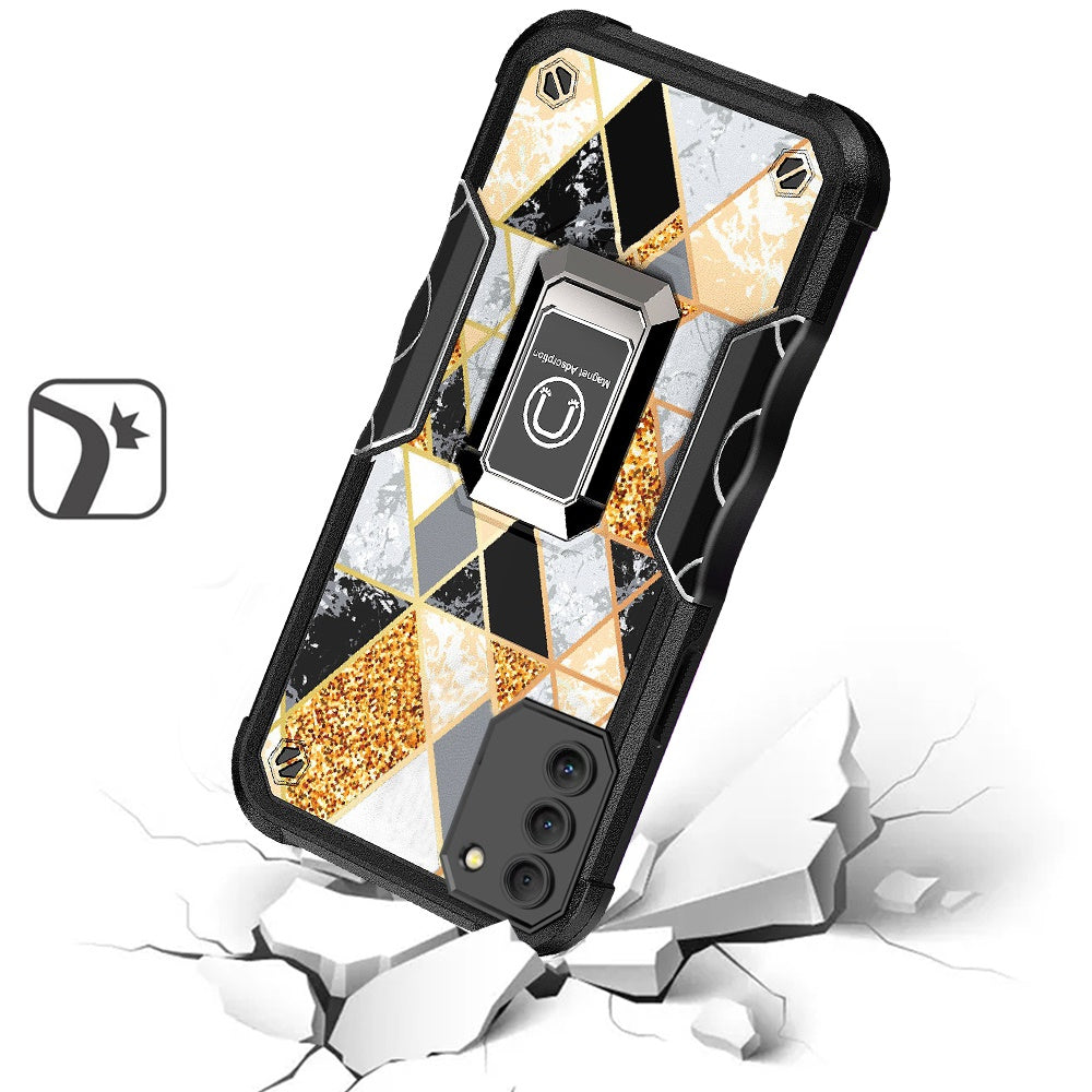 For Nokia G400 5G Marble IMD Design Hybrid with Magnetic Ring Stand Kickstand Heavy Duty Rugged Shockproof  Phone Case Cover
