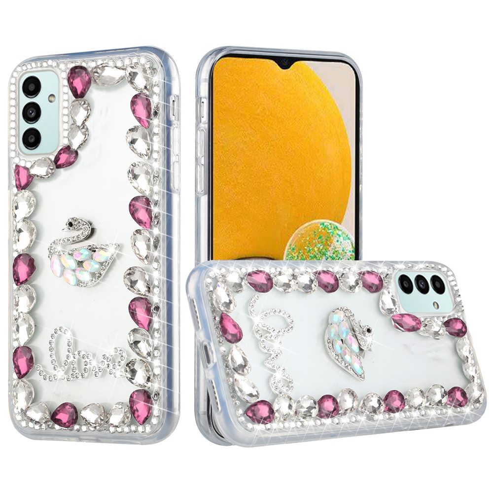 For Apple iPhone 13 (6.1") Bling Clear Crystal 3D Full Diamonds Luxury Sparkle Rhinestone Hybrid Protective  Phone Case Cover