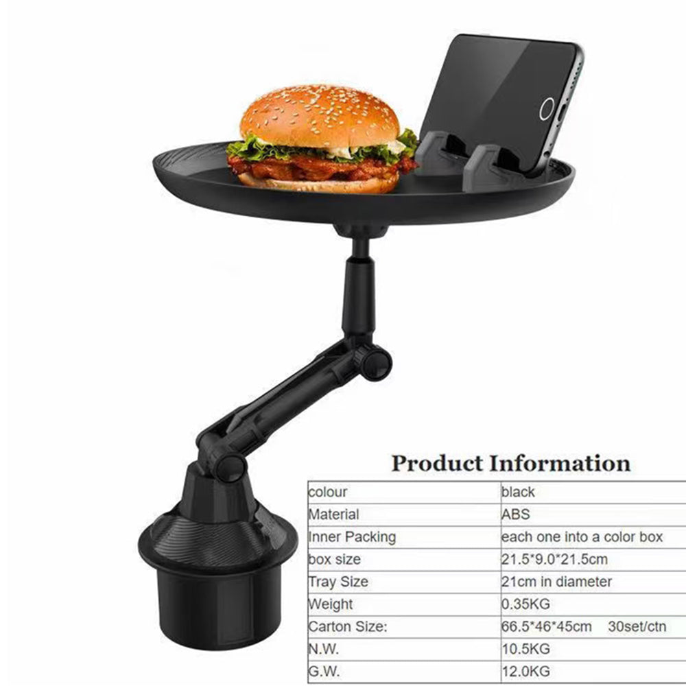 For Universal Cup Holder Tray Adjustable Rotatable 360° Swivel Arm with 9" Tray Surface and Phone Slot Fits Vehicle, Boats, Car, SUV,Truck Black Phone Case Cover