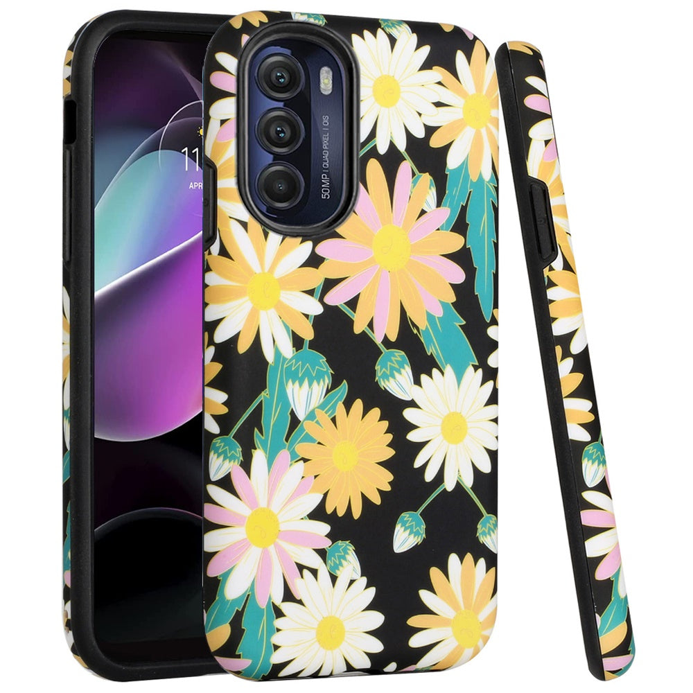 For Motorola Moto G 5G 2022 Bliss Floral Stylish Design Hybrid Rubber TPU Hard Shockproof Armor Slim  Phone Case Cover