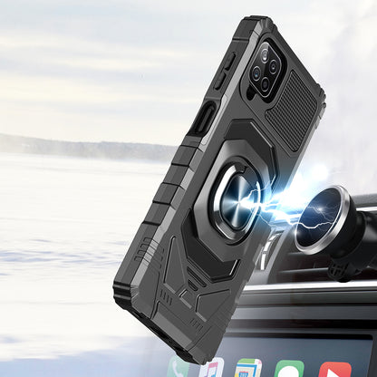 For Samsung Galaxy A12 5G Hybrid Dual Layer with Rotate Magnetic Ring Stand Holder Kickstand, Rugged Shockproof Anti-Scratch Protective  Phone Case Cover