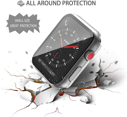 For Apple Watch 40mm Ultra Clear Transparent PC with Built in Screen Protector Snap-on Full Coverage Shell Rubber TPU + Hard PC Frame for iWatch Series SE/6/5/4 Clear Phone Case Cover