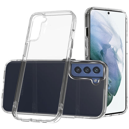 For Samsung Galaxy S21 FE /Fan Edition Hybrid HD Crystal Clear Hard PC Back Gummy TPU Frame Slim Fit Thick with Chromed Buttons Transparent Phone Case Cover