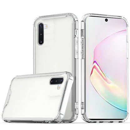 For Samsung Galaxy Note 10 Colored Shockproof Transparent Hard PC + Rubber TPU Hybrid Bumper Shell Thin Slim Protective Clear Phone Case Cover