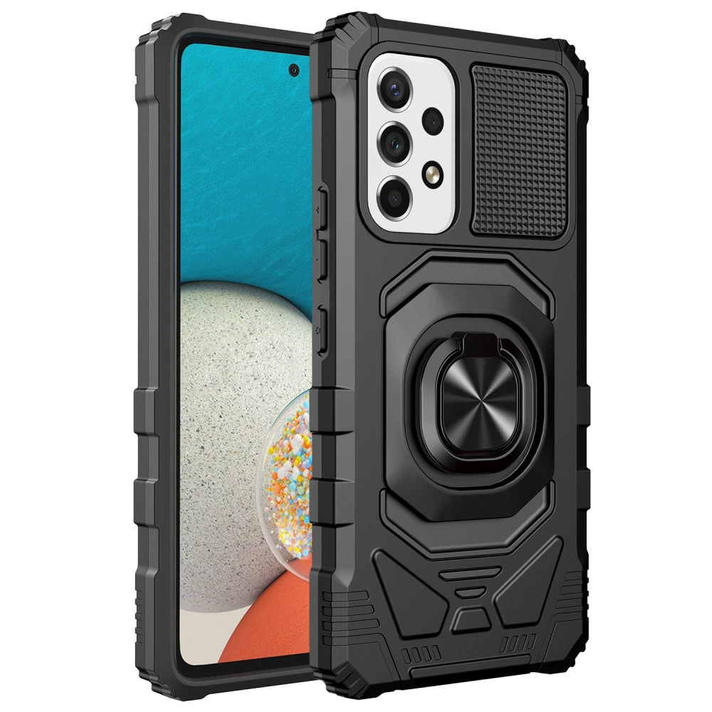For Samsung Galaxy A53 5G Full-Body 2in1 Magnetic Car Mount Metal Ring Holder Kickstand Heavy Duty Hybrid Armor  Phone Case Cover