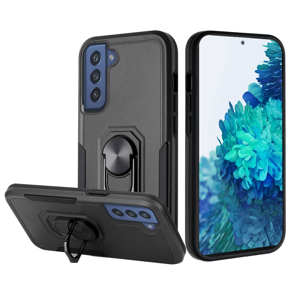 For Samsung Galaxy S20 Hybrid Tough Strong Dual Layer Hard PC TPU with Flat Magnetic Ring Kickstand Heavy-Duty Armor Black Phone Case Cover