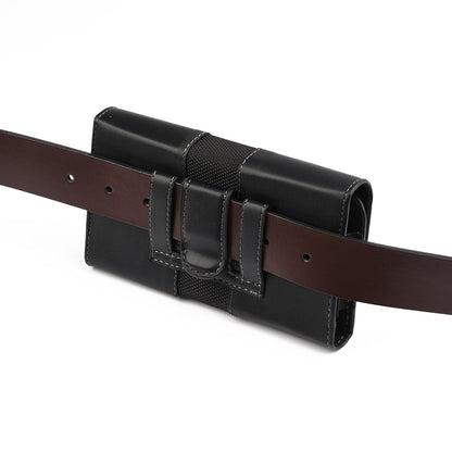 For Nokia C200 Universal Leather Case with Belt Clip and Loop Holster Phone Cover Magnetic Closure Horizontal Carry-on Pouch [Black]