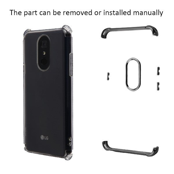 For LG Stylo 4 / Stylo 4 Plus Slim Fit Hybrid Transparent Rubber Gummy Hard PC Soft Silicone Protective Clear / Black Phone Case Cover