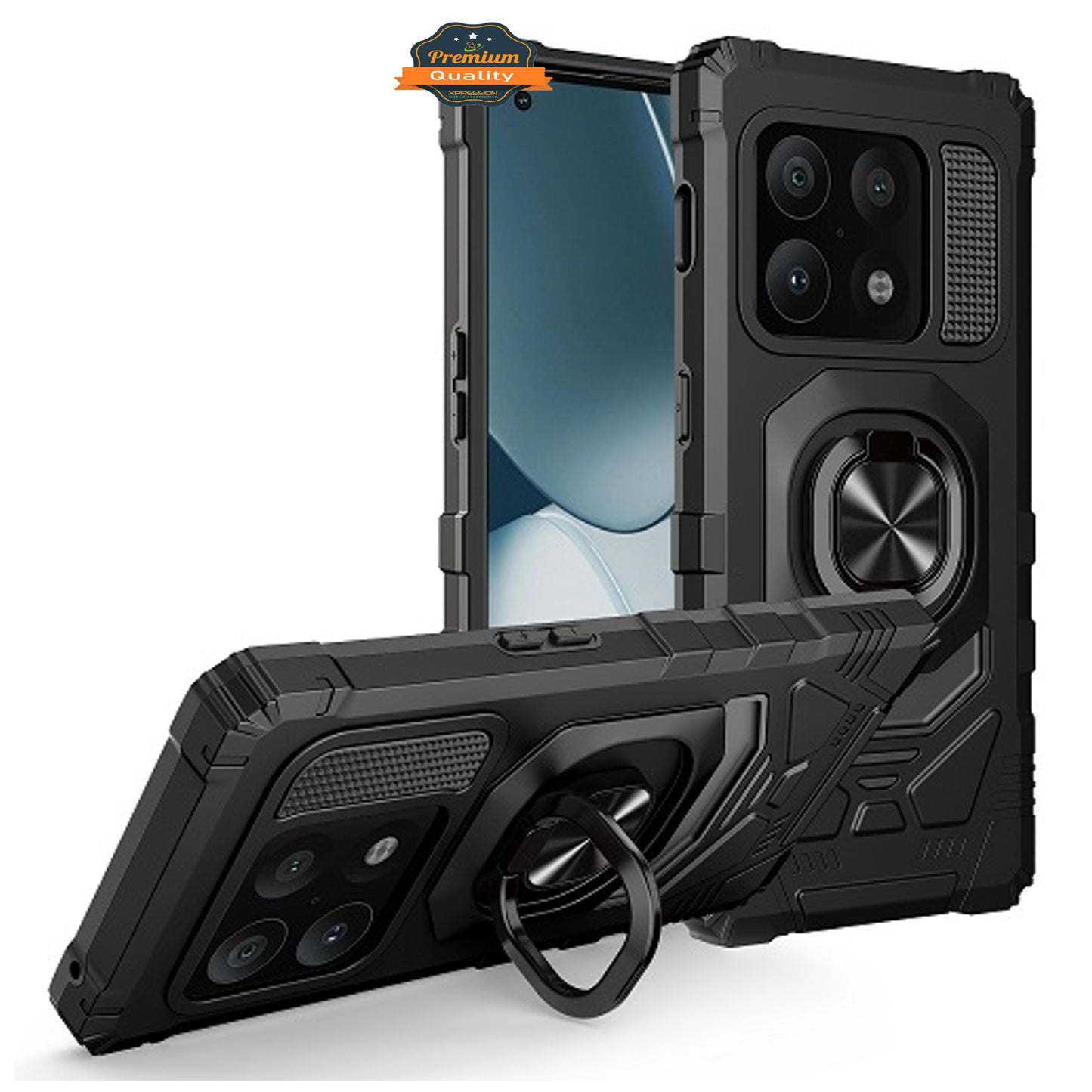 For OnePlus 10 Pro 5G Armor Hybrid Stand Ring Hard TPU Rugged Body Protective [Military-Grade] Magnetic Car Ring Holder  Phone Case Cover