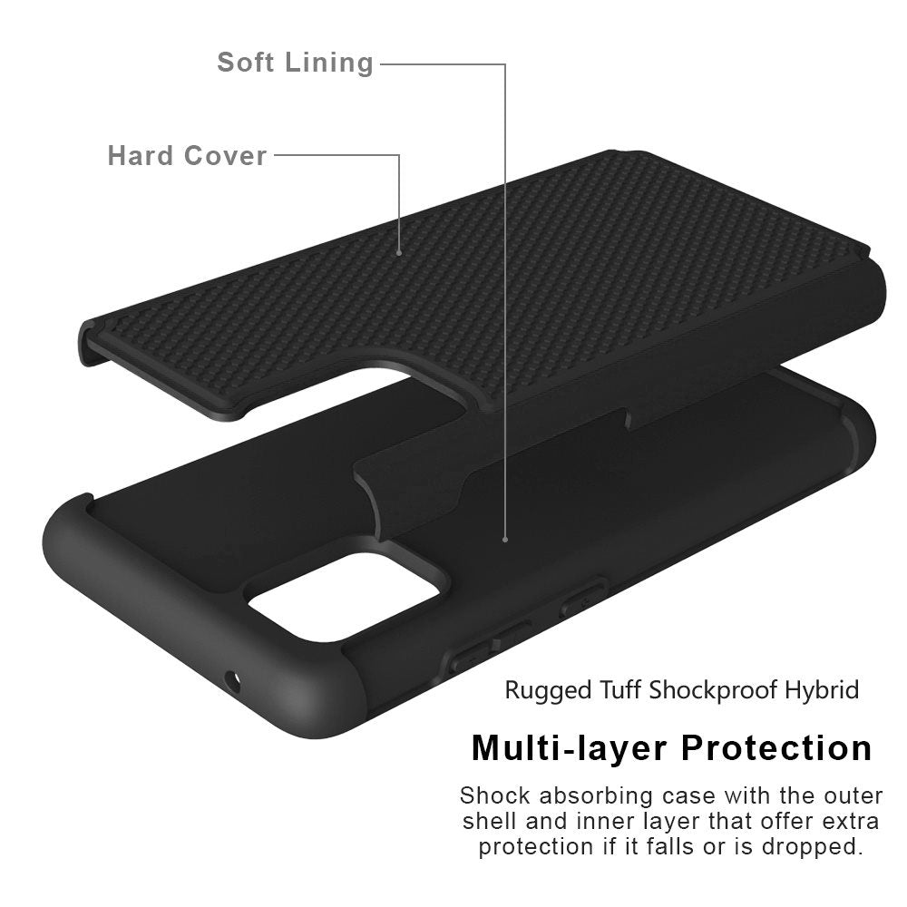 For Apple iPhone 13 (6.1") Textured Hybrid Tuff Shockproof Rugged Hard PC & Silicone TPU Anti-Slip Dual Layer Protective Bumper  Phone Case Cover