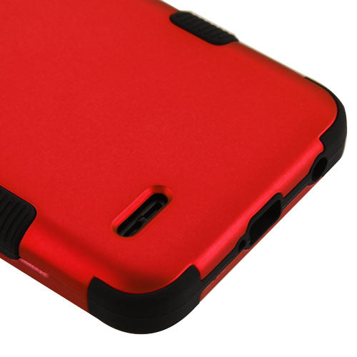 For LG K10 (2018)/K30 (X410)/Premier Pro/Harmony 2/Phonenix Plus Hybrid Three Layer Hard PC Shockproof Heavy Duty TPU Rubber Red Black Phone Case Cover