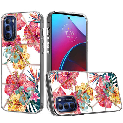For Motorola Moto G Stylus 2022 4G Fashion Art Floral IMD Design Beautiful Flower Pattern Hybrid PC Rubber Hard Back  Phone Case Cover