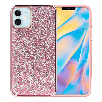 For Apple iPhone 13 Mini (5.4") Bling Rhinestone Diamond Shiny Glitter Hybrid Bumper Dual Layer Rugged Shell Hard PC TPU Rubber  Phone Case Cover