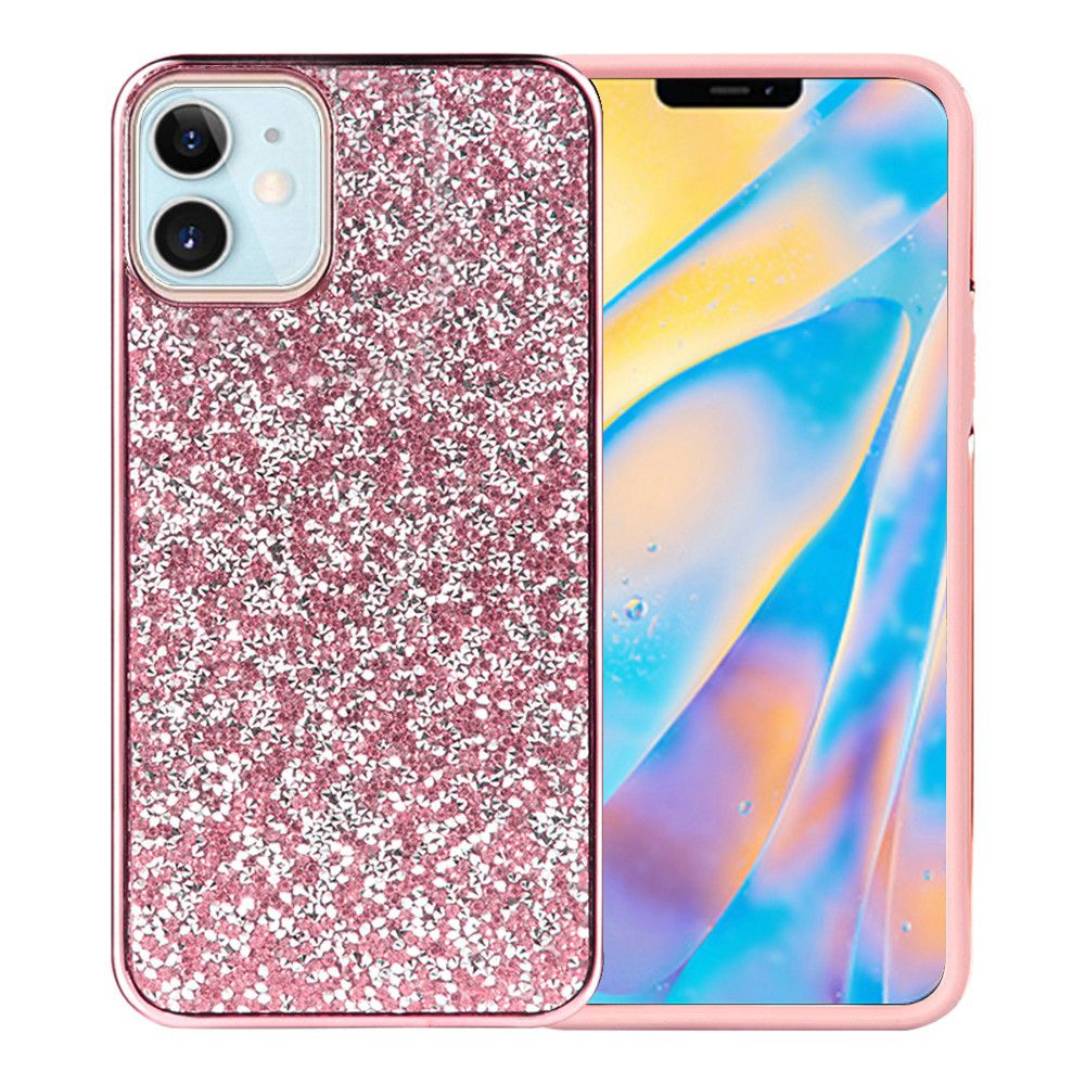 For Apple iPhone 13 Pro Max (6.7") Bling Rhinestone Diamond Shiny Glitter Hybrid Bumper Dual Layer Defender Rugged Shell Hard PC Soft TPU Rubber Protective  Phone Case Cover