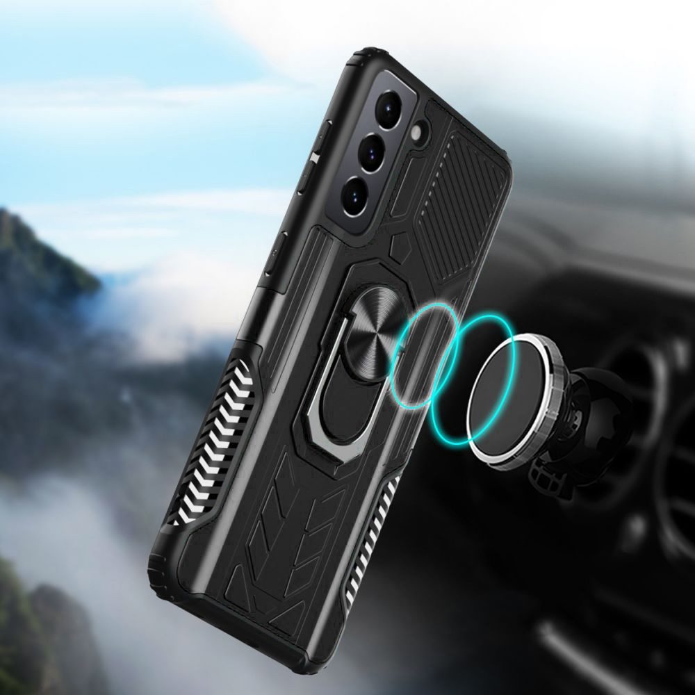 For Samsung Galaxy S21 FE /Fan Edition Military Grade Hybrid Heavy Duty 2 in 1 Hard PC and Silicone with Ring Stand Holder  Phone Case Cover