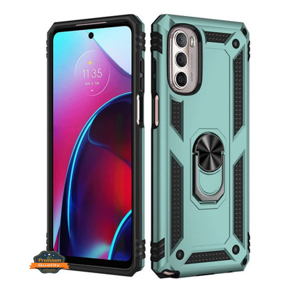 For Motorola Moto G Stylus 5G 2022 Shockproof Hybrid Dual Layer with Ring Stand Metal Kickstand Heavy Duty Armor Shell  Phone Case Cover