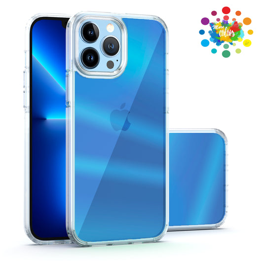 For Apple iPhone 13 Pro Max 6.7" Transparent Gradient Designed Slim Hybrid Hard PC Back and TPU Rubber Frame Bumper  Phone Case Cover