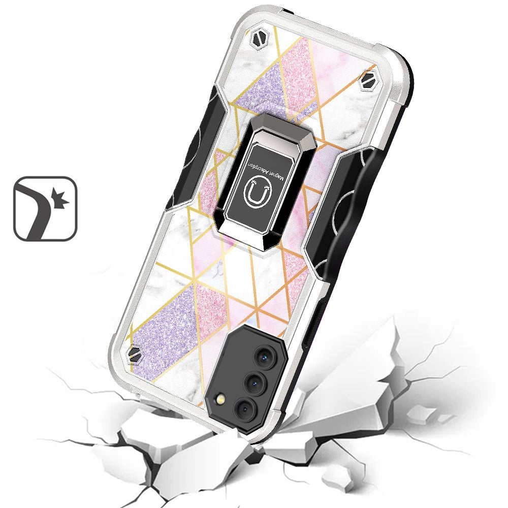 For Nokia G400 5G Marble IMD Design Hybrid with Magnetic Ring Stand Kickstand Heavy Duty Rugged Shockproof  Phone Case Cover