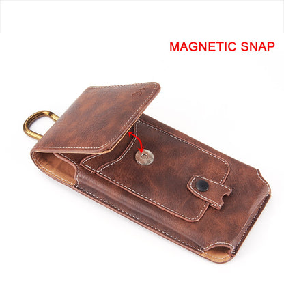 For Nokia C200 Universal Vertical Leather Case Holster with Credit Card Holder, Belt Loop & Carabiner Carrying Phone Pouch [Brown]