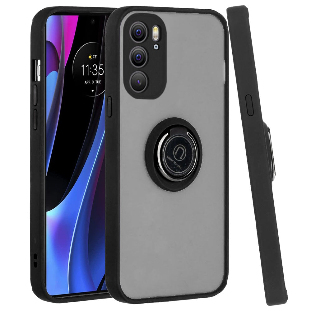 For Motorola Edge+ 2022 /Edge Plus Hybrid Protective PC Shockproof with 360° Rotation Ring Magnetic Stand & Covered Camera  Phone Case Cover