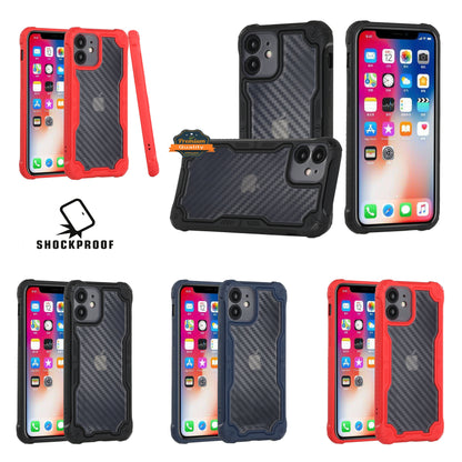 For Apple iPhone 13 /Pro Max Carbon Fiber Design Semi Clear [Military Grade Protection] Heavy Duty Shockproof Rugged Protective  Phone Case Cover