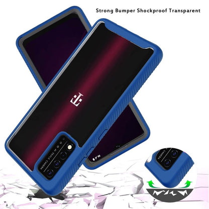 For Motorola Moto One 5G, Moto G 5G Plus, Moto One Lite Clear Dual Layer Rugged Bumper Frame Heavy Duty Hybrid Shockproof Rubber Blue Phone Case Cover