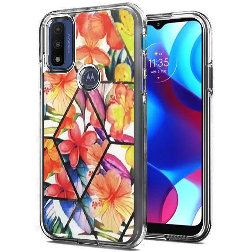 For Motorola Moto G Pure Electroplated Design Pattern Hybrid Luxury Fashion Hard PC TPU Bumper Hybrid Shook-Proof Armor  Phone Case Cover