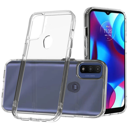 For Motorola Moto G Pure /G Power 2022 Hybrid HD Crystal Clear Hard PC Back Gummy TPU Frame Slim Chromed Buttons Transparent Phone Case Cover