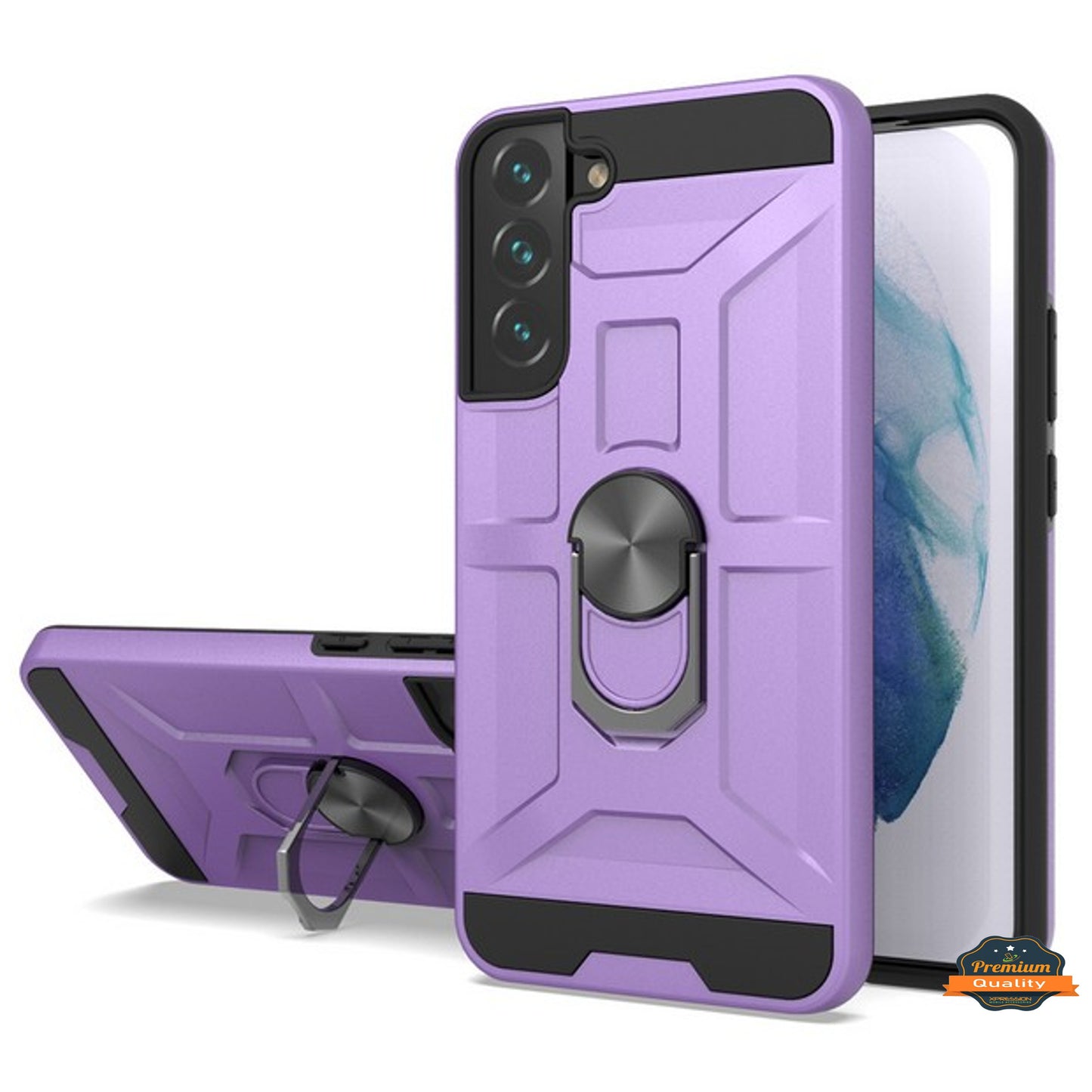 For Samsung Galaxy S22 Hybrid Ring Stand [360° Rotatable Ring Holder Magnetic Kickstand] Armor Shockproof TPU Rubber  Phone Case Cover