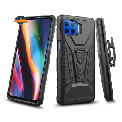 For Motorola Moto One 5G, Moto G 5G Plus Hybrid Kickstand with Swivel Belt Clip Holster Heavy Duty 3 in 1 Shockproof Rugged  Phone Case Cover