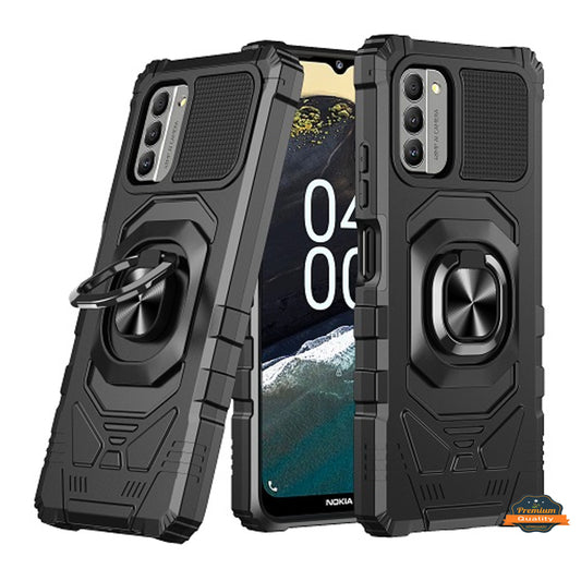 For Nokia G400 Armor Hybrid Stand Ring Hard TPU Rugged Full-Body Protective [Military-Grade] Magnetic Car Ring Holder Black Phone Case Cover