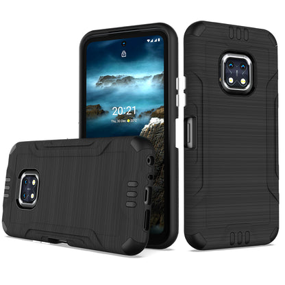 For Nokia XR20 Hybrid Dual Layer Slim Defender Armor Tuff Metallic Brush Texture Finishing Shockproof Hard PC + TPU Rubber  Phone Case Cover