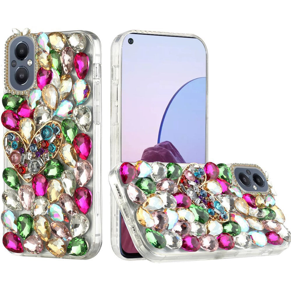 For OnePlus Nord N20 5G Bling Clear Crystal 3D Full Diamonds Luxury Sparkle Transparent Rhinestone Hybrid Protective  Phone Case Cover