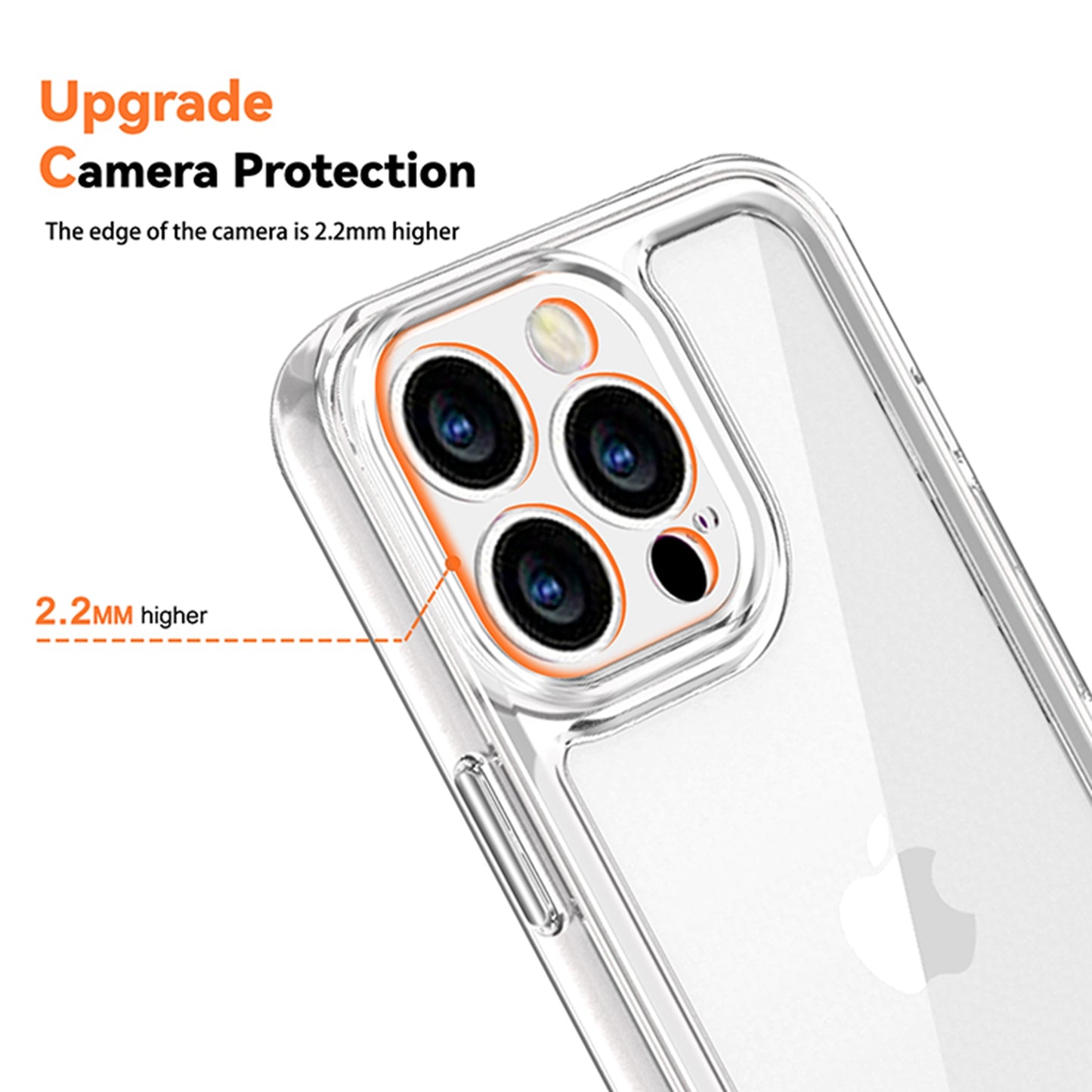 For Apple iPhone 12 Pro Max (6.7") Ultra-Thin Transparent Hybrid Soft Silicone TPU and Hard PC Shockproof Tone Frame Bumper Clear Phone Case Cover