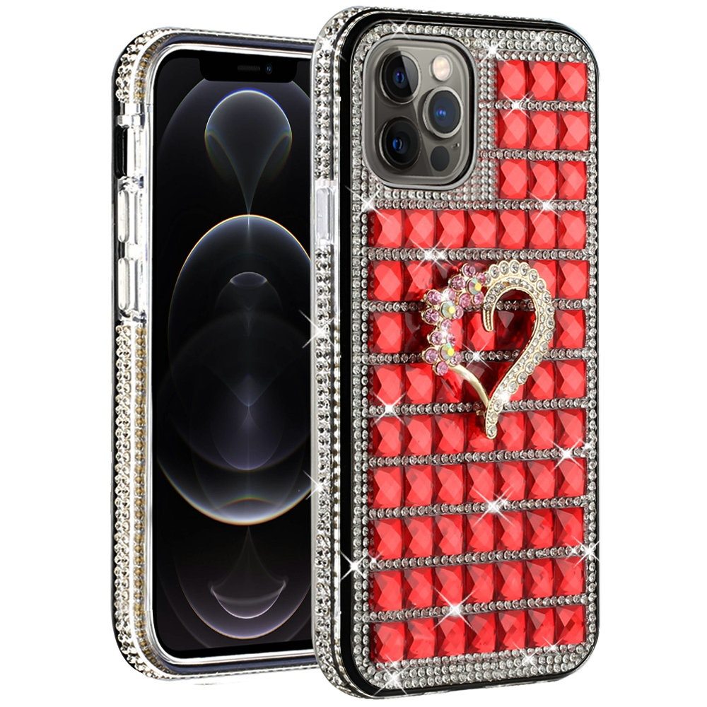 For Apple iPhone XR Fashion Luxury 3D Bling Diamonds Rhinestone Jeweled Ornament Shiny Crystal Hybrid Hard  Phone Case Cover