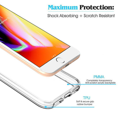 For Apple iPhone SE 3 (2022) Hybrid Transparent Clear Acrylic Back Hard Soft TPU Full Protective Bumper Extra Shock-Absorb  Phone Case Cover