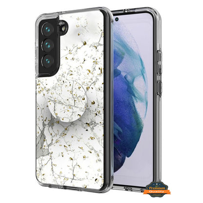 For Samsung Galaxy S22 Elegant Pattern Design Bling Glitter Hybrid Cases with Ring Stand Pop Up Finger Holder Kickstand  Phone Case Cover