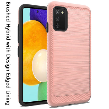 For Samsung Galaxy A03S Slim Protective Hybrid TPU 2-Piece Bumper Shockproof with Brushed Metal Texture Carbon Fiber Hard PC Back  Phone Case Cover